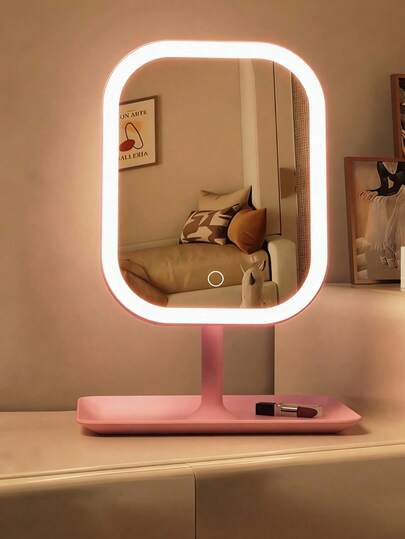 مرآة مكياج بإضاءة أمامية LED، قابلة للشحن، 3 أوضاع إضاءة، تحكم لمسي حديث، قابلة للطي والحمل، مثالية للسفر، هدية للنساء والطلاب، تصميم أنيق
