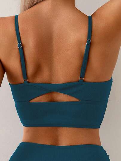 SHEIN Swim سراويل قصيرة بخصر عالي وقماش مموج للتحكم في البطن،مجموعة بكيني سامي سوداء،ملابس سباحة صيفية كاجوال