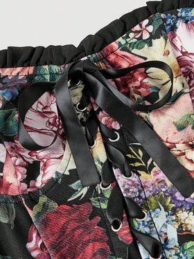 SHEIN MOD فستان نسائي بطبعة زهور وياقة منحرفة الكتف