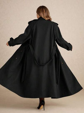 SHEIN CURVE+ معطف طويل أزرار أمامية بسيط أكمام طويلة للنساء المقاسات الكبيرة باللون البرغندي، معطف صوفي طويل كاجوال رجعي باللون البرغندي، ملابس شتوية سميكة دافئة مجوفة، ملابس نساء لعيد الشكر، ملابس نساء لعيد الهالوين، معطف نساء طويل للشتاء، ملابس نساء لعي