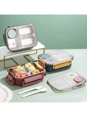 1 صندوق غداء من الفولاذ المقاوم للصدأ للرجال/النساء، صناديق غداء مع أدوات المائدة، حاوية طعام سعة 850 مل للنزهات والعمل والخارج