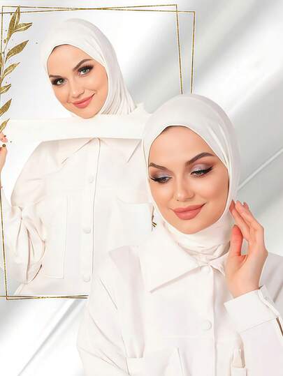 قطعة واحدة من الوشاح الطويل الكلاسيكي البسيط الصديق للبشرة ذو الاستخدام المزدوج للنساء، غطاء رأس رياضي، وشاح إسلامي من القماش الناعم الحريري الأنيق باللون الأحادي، مناسب للحياة اليومية والمناسبات والعبادة والصلاة