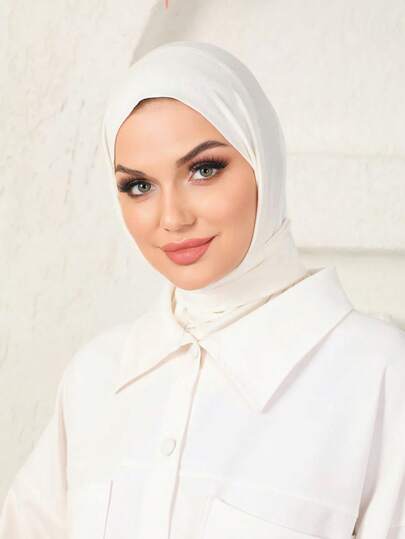 قطعة واحدة من الوشاح الطويل الكلاسيكي البسيط الصديق للبشرة ذو الاستخدام المزدوج للنساء، غطاء رأس رياضي، وشاح إسلامي من القماش الناعم الحريري الأنيق باللون الأحادي، مناسب للحياة اليومية والمناسبات والعبادة والصلاة