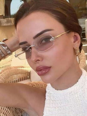 زوج من النظارات متعددة الوظائف ذات إطار صغير متعدد الأضلاع للنساء، نظارات عصرية وفريدة مناسبة للسفر والارتداء على الشاطئ