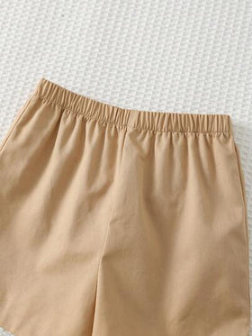 Cozy Pixies مجموعة ملابس علوية بياقة بولو وشورت بخصر مطاطي بنقشة الدب الكرتوني للأطفال الصبيان، قطعتان