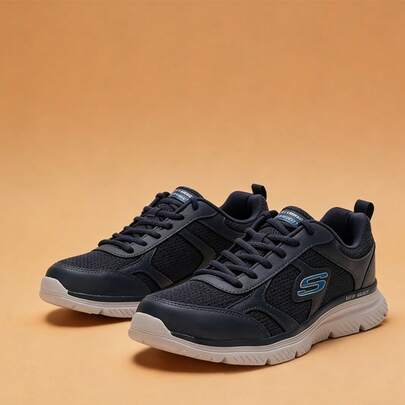 Skechers أحذية الجري للرجال BURNS 2.0 أحذية رياضية كاجوال بنظام ربط، أحذية رياضية للخارج، أحذية كاجوال للتنقل اليومي، أحذية كاجوال مريحة للسفر الخارجي، 8790359-NVY