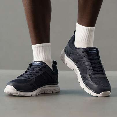 Skechers أحذية الجري للرجال BURNS 2.0 أحذية رياضية كاجوال بنظام ربط، أحذية رياضية للخارج، أحذية كاجوال للتنقل اليومي، أحذية كاجوال مريحة للسفر الخارجي، 8790359-NVY