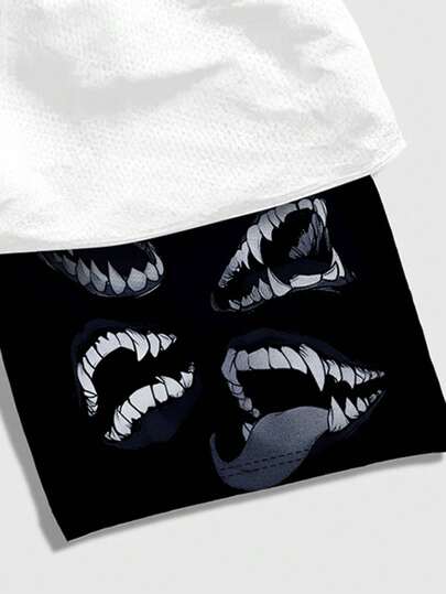 ROMWE MEN Goth شورت صيفي متنوع عملي بخصر مطاطي قابل للسحب بألوان متباينة