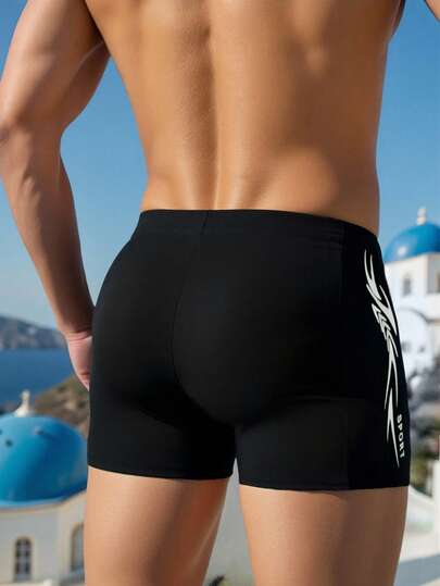 Manfinity Swimmode سراويل السباحة الكاجوال المطبوعة للرجال للعطلات الشاطئية