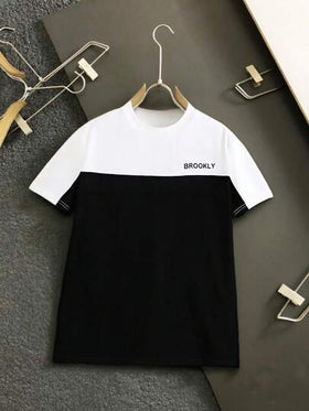 SHEIN تي شيرت قصير الأكمام بياقة دائرية للمراهقين، بألوان متباينة، كاجوال، مريح، عصري، قماش ناعم، مناسب للارتداء اليومي، المدرسة، الخروجات، الرياضة الخارجية، الربيع/الصيف، العطلات، رحلات الشاطئ