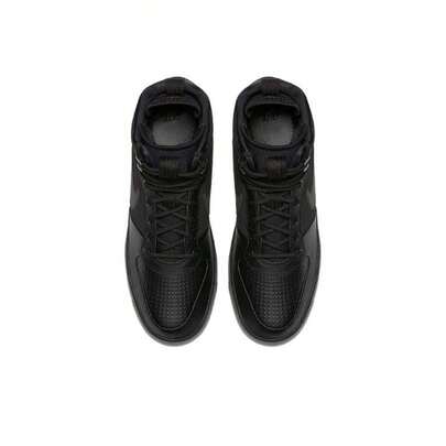 Nike حذاء رياضي كاجوال عالي الكاحل من جلد داعم ودافئ من نايك كورت بورو ميد، أسود
