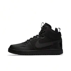 Nike حذاء رياضي كاجوال عالي الكاحل من جلد داعم ودافئ من نايك كورت بورو ميد، أسود