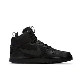 Nike حذاء رياضي كاجوال عالي الكاحل من جلد داعم ودافئ من نايك كورت بورو ميد، أسود