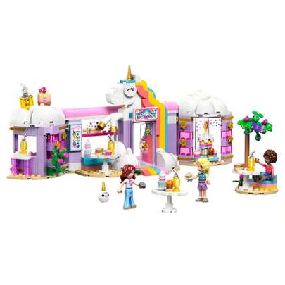 LEGO مجموعة ألعاب بناء كتل أصدقاء كافيه حلم وحيد القرن، مناسبة للبنات والأولاد فوق 6 سنوات، تشمل ألوان قوس وأليا وإيزي ميني فيجرات وإكسسوارات، فكرة هدية عيد ميلاد إبداعية - 42684