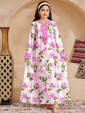 SHEIN فستان كاجوال أنيق بطبعة زهرية مناسب للربيع/الصيف للفتيات المراهقات