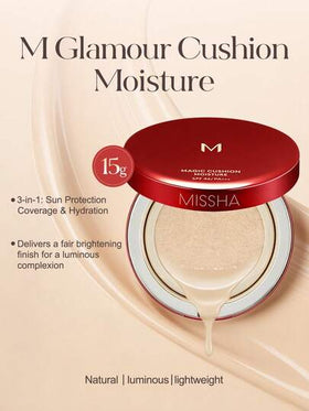 أساس كشكش MISSHA SPF45 PA+++، مرطب وطويل الأمد، مكياج كشكش كوري للإشراق الطبيعي والبشرة المرطبة