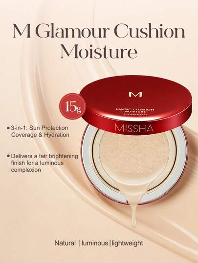 أساس كشكش MISSHA SPF45 PA+++، مرطب وطويل الأمد، مكياج كشكش كوري للإشراق الطبيعي والبشرة المرطبة
