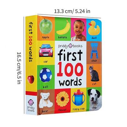 كتاب ورقي مقوى للتعليم المبكر والإدراك المعرفي لأول 100 كلمة إنجليزية للأطفال