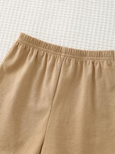 Cozy Pixies مجموعة ملابس علوية بأكمام قصيرة وبنطال بخصر مطاطي للأطفال الصبيان، بنقشة حيوانات كرتونية ولون متباين، قطعتان