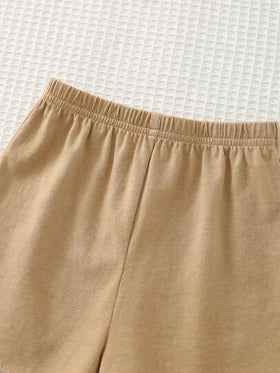 Cozy Pixies مجموعة ملابس علوية بأكمام قصيرة وبنطال بخصر مطاطي للأطفال الصبيان، بنقشة حيوانات كرتونية ولون متباين، قطعتان
