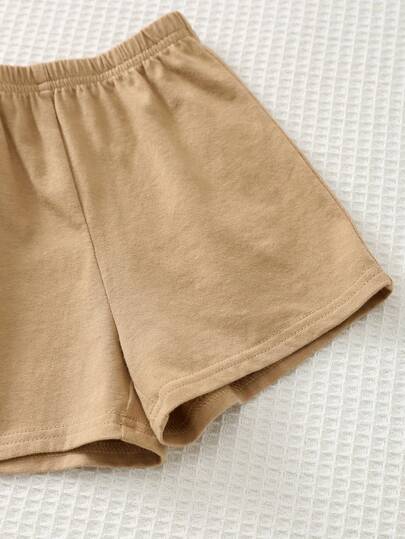 Cozy Pixies مجموعة ملابس علوية بأكمام قصيرة وبنطال بخصر مطاطي للأطفال الصبيان، بنقشة حيوانات كرتونية ولون متباين، قطعتان