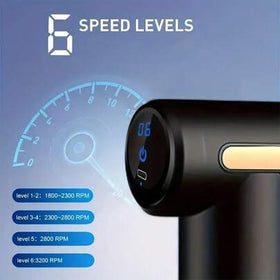 جهاز تدليك عضلات محمول قابل للشحن - مع 4 رؤوس تدليك، شاشة LCD، و6 سرعات قابلة للتعديل
