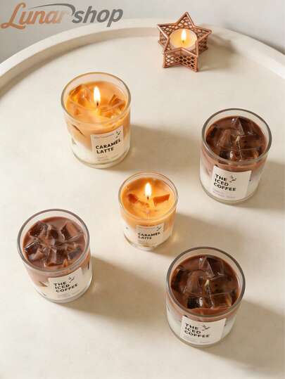 شمعة جيلي بشكل كوب قهوة (قهوة مثلجة/كراميل لاتيه) تدوم من 12 إلى 30 ساعة، رائحة نباتية، (استرخاء في غرفة المعيشة/غرفة النوم) حامل شمعة مناسب، ديكور المنزل والحياة، مناسب لهدايا عيد الحب/عيد الأم/الكرنفال/عيد الفصح/الحفلات، اكسسوارات الزفاف/وسيط طاولة، شمو