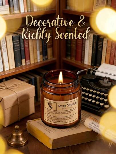شمعة معطرة هدية الخريف، كوب زجاجي بني شمع صويا، شمعة عطرية للعلاج بالروائح، شمعة معطرة رومانسية خالية من الدخان، برطمان زجاجي - شمعة شمع صويا | ديكور منزلي بني، مناسبة للنساء، هدية عيد ميلاد حفل زفاف، تساعد على تخفيف التوتر والاسترخاء، ديكور الغرفة، هدية