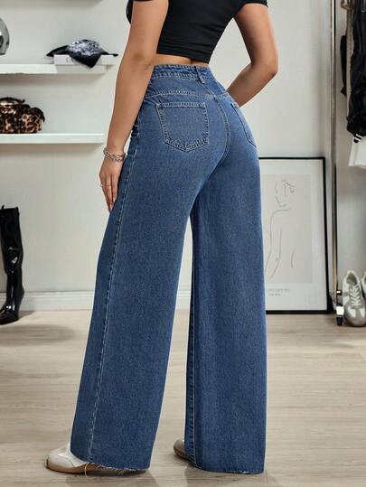 SHEIN Tall جينز نسائي عالي الخصر مستقيم الساق متعدد الاستخدامات للنساء الطويلات