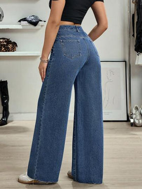 SHEIN Tall جينز نسائي عالي الخصر مستقيم الساق متعدد الاستخدامات للنساء الطويلات