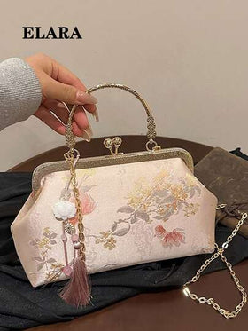 حقيبة يد مطرزة بالطراز الصيني التقليدي، محفظة مزينة باللؤلؤ حقيبة كروس بودي موضة للنساء