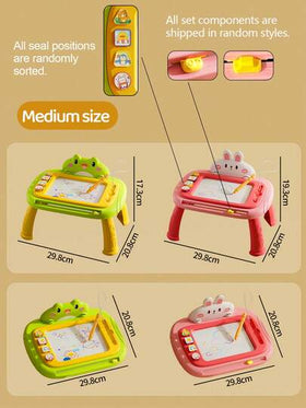 لوحة رسم مغناطيسية للأطفال - لوحة رسم وكتابة ب- 4 ألوان مع أختام للأولاد والبنات في مرحلة ما قبل المدرسة، لوحة رسم للتعلم والألعاب التعليمية هدية عيد ميلاد للأطفال من عمر 3 سنوات فما فوق