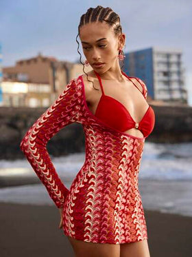 Swim Vcay طقم ملابس سباحة للنساء بلون أحادي للعطلات والشاطئ
