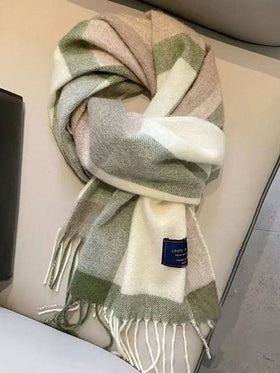 وشاح/شال من الصوف الخالص 100% مربع النمط للنساء، دافئ للرقبة عالي الجودة، هدية عيد ميلاد قطعة واحدة