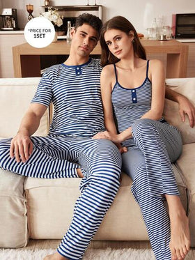 SHEIN بيجامة كاجوال مخططة للرجال
