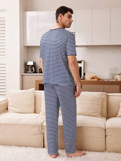 SHEIN بيجامة كاجوال مخططة للرجال