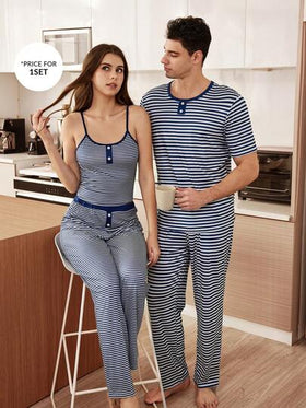 SHEIN بيجامة كاجوال مخططة للرجال