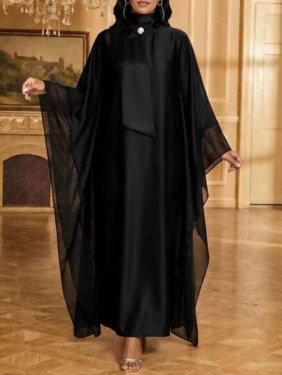 SHEIN Lady فستان طويل متواضع بلون أحادي أنيق للنساء