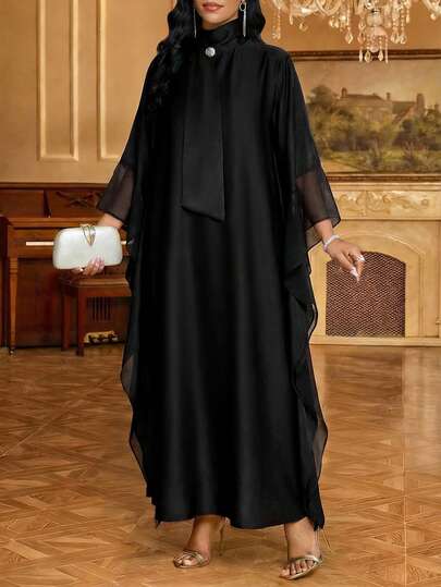 SHEIN Lady فستان طويل متواضع بلون أحادي أنيق للنساء