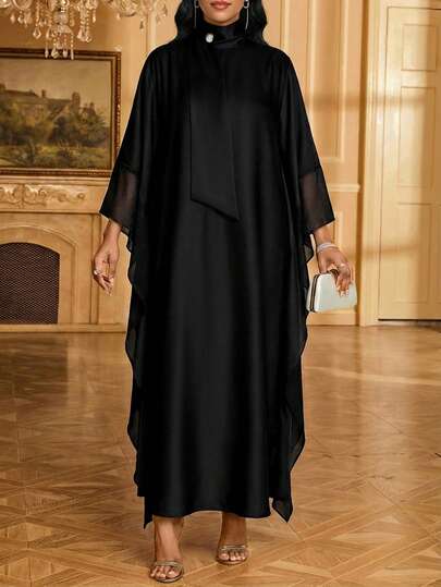 SHEIN Lady فستان طويل متواضع بلون أحادي أنيق للنساء