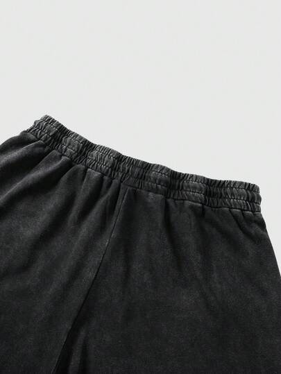 ROMWE MEN شورت صيفي أنيق بخصر مطاطي مزين بالراين