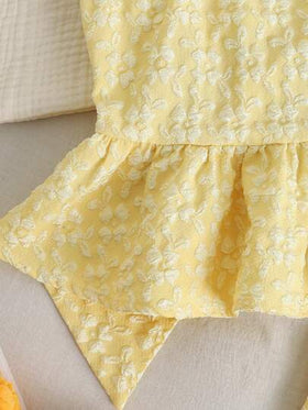 SHEIN مجموعة قميص وبنطلون للفتيات المراهقات بتصميم رقعي وألوان متباينة مع كشكشة على الهيم