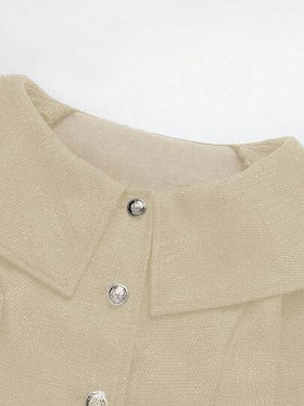 SHEIN Franclia مجموعة من قطعتين، ياقة أحادية الكتف، سيلويت مطابق؛ شق جانبي غير متماثل، زخرفة إبزيم معدني، خريف/شتاء