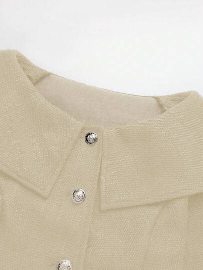 SHEIN Franclia مجموعة من قطعتين، ياقة أحادية الكتف، سيلويت مطابق؛ شق جانبي غير متماثل، زخرفة إبزيم معدني، خريف/شتاء
