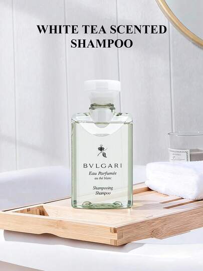 Bvlgari مجموعة العناية بالشعر المحمولة 40مل جل استحمام سلسلة الشاي الأبيض + 40مل شامبو. رائحة طويلة الأمد. مغذي ومنعم للشعر.