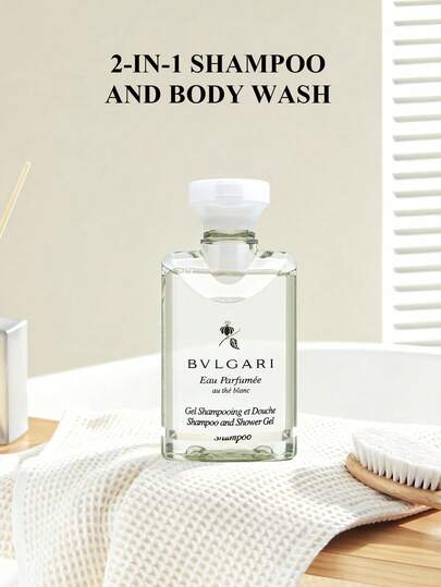 Bvlgari مجموعة العناية بالشعر المحمولة 40مل جل استحمام سلسلة الشاي الأبيض + 40مل شامبو. رائحة طويلة الأمد. مغذي ومنعم للشعر.
