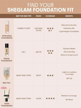 SHEGLAM Skin Sync Satin كريم أساس-Nude علامة تجارية جمال مكياج ميكب مستحضرات تجميل للنساء الفتيات مثالي لفصل الشتاء الربيع مثالي ل- Y2K أزياء أنيقة رمضان هدية حفلة جاهز أفضل لون