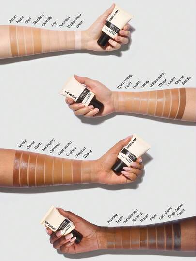 SHEGLAM Skin Sync Satin كريم أساس-Nude علامة تجارية جمال مكياج ميكب مستحضرات تجميل للنساء الفتيات مثالي لفصل الشتاء الربيع مثالي ل- Y2K أزياء أنيقة رمضان هدية حفلة جاهز أفضل لون