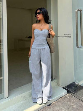 Flirla مجموعة سوتيان رياضي وبنطلون رياضي نسائي بسيط قطعتان