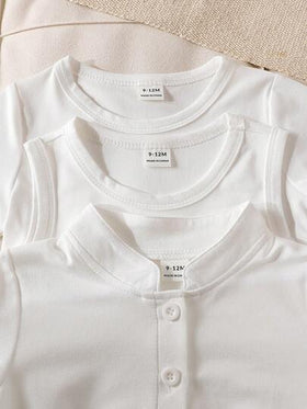 SHEIN 6 قطع طقم ملابس علوية وشورت للأطفال الصبيان بألوان سادة مريحة